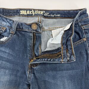 Machine Jeans Women 7 Blue Solid Cotton Blend Union Jack Patch Skinny Denim